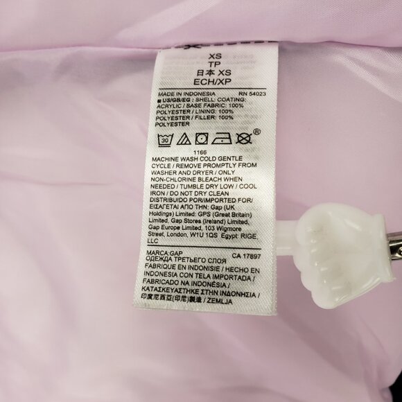 Gap XS Navy Uniform Blue Puffer Lavender Lining Jacket Coat Fall Winter - Picture 6 of 15